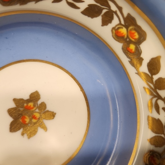 🫖GROSVENOR BONE CHINA SET OF TEA CUPS & SAUCERS BLUE AND YELLOW - Picture 8 of 9